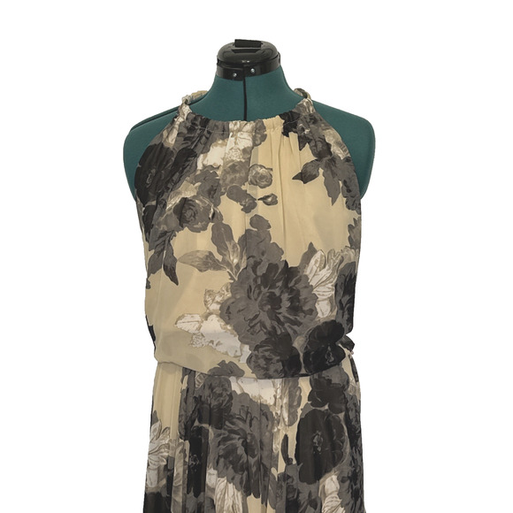 NWT ELIZA J Floral Print Halter Chiffon Maxi Dress Gold Chain Collar NO SASH 24W - Picture 3 of 11